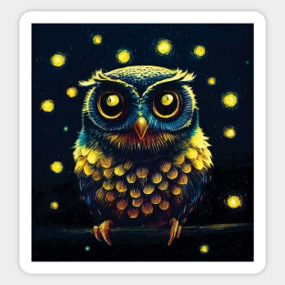 Copper and Teal Owl Among the Stars Sticker